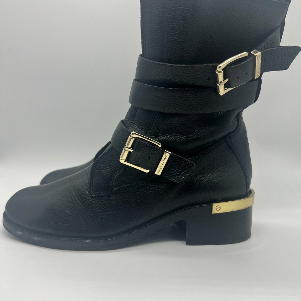 VINCE CAMUTO LEATHER BIKER BOOTS - Picture 5 of 8